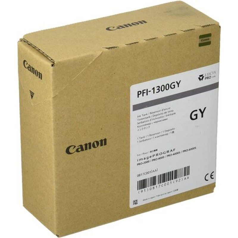 Canon PFI-1300GY 0817C001 Gri Orijinal Mürekkep Kartuş 330 ml. T16339 Canon PFI-1300GY 0817C001 Gri Orijinal Mürekkep Kartuş 330 ml. T16339
