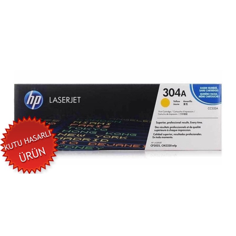 HP CC532A 304A Sarı Orjinal Toner - CP2025n / CP2025dn CF372AMDEN AYRILMA HP CC532A 304A Sarı Orjinal Toner - CP2025n / CP2025dn CF372AMDEN AYRILMA