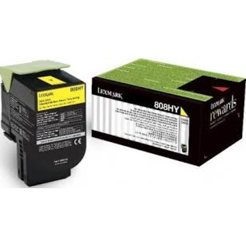 Lexmark 80C8HY0 808HY Sarı Orjinal Toner Yüksek Kapasite - CX410 / CX510 T3303 Lexmark 80C8HY0 808HY Sarı Orjinal Toner Yüksek Kapasite - CX410 / CX510 T3303