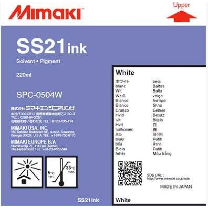Mimaki SPC-0504W SS21 Beyaz Orjinal Solvent Mürekkep Kartuşu 220 Ml T10436 Mimaki SPC-0504W SS21 Beyaz Orjinal Solvent Mürekkep Kartuşu 220 Ml T10436