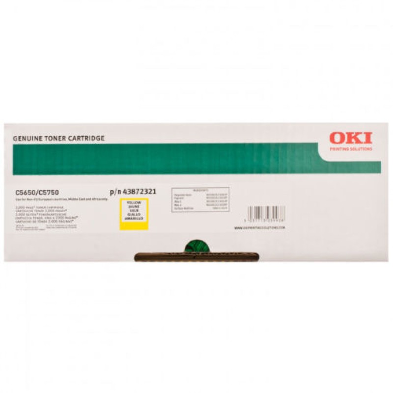 OKI 43872321 Sarı Orjinal Toner - C5650 / C5750 T5477 OKI 43872321 Sarı Orjinal Toner - C5650 / C5750 T5477